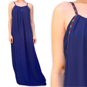 Extra Long Bhoney Dark Blue Braided Strap Maxi Dress Women’s Size M Tall